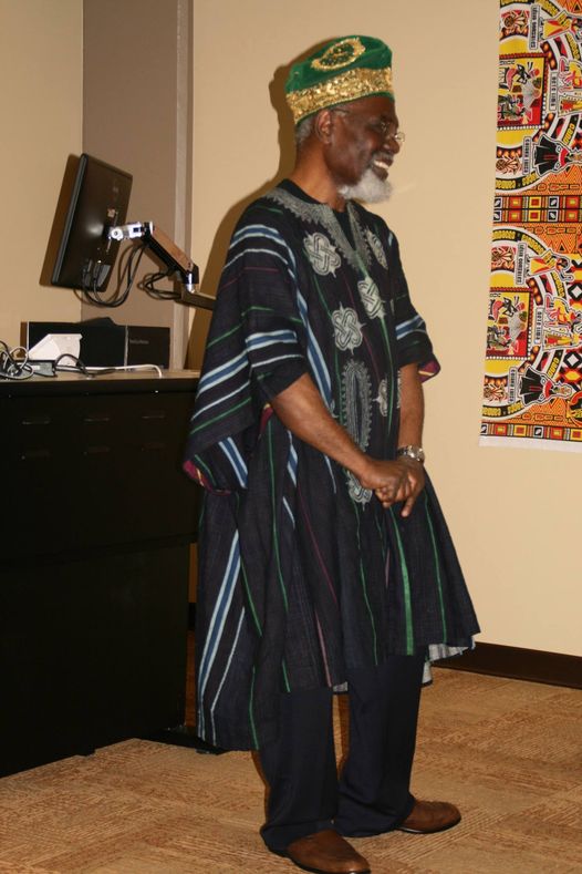 a picture showing Baba Rowland Abiodun, author of the groundbreaking treatise, YORUBA ART AND LANGUAGE: SEEKING THE AFRICAN IN AFRICAN ART,