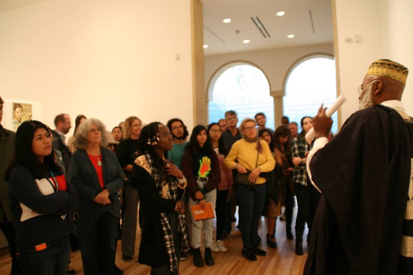 moyo okedidji at the Blanton Museum Gallery, I talked; looked like the audience got it.